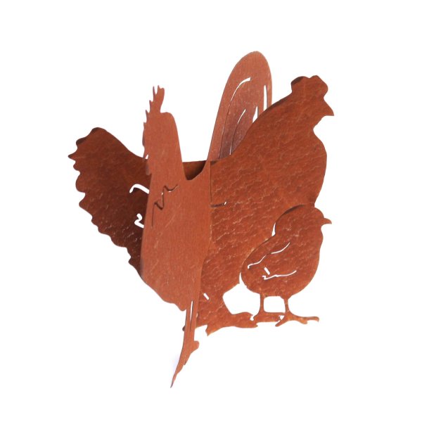 Steckelemente Rost Hühnerfamilie zweiteilig